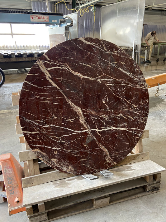 Marmer Rood Eettafelblad - Rond Tafelblad ø118cm